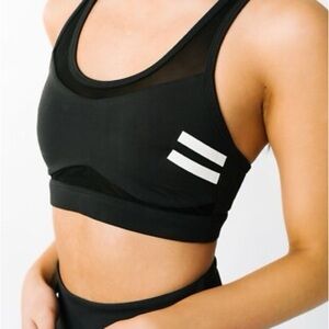 Zyia Black Sports Bra with White Reflective Stripes Size XL